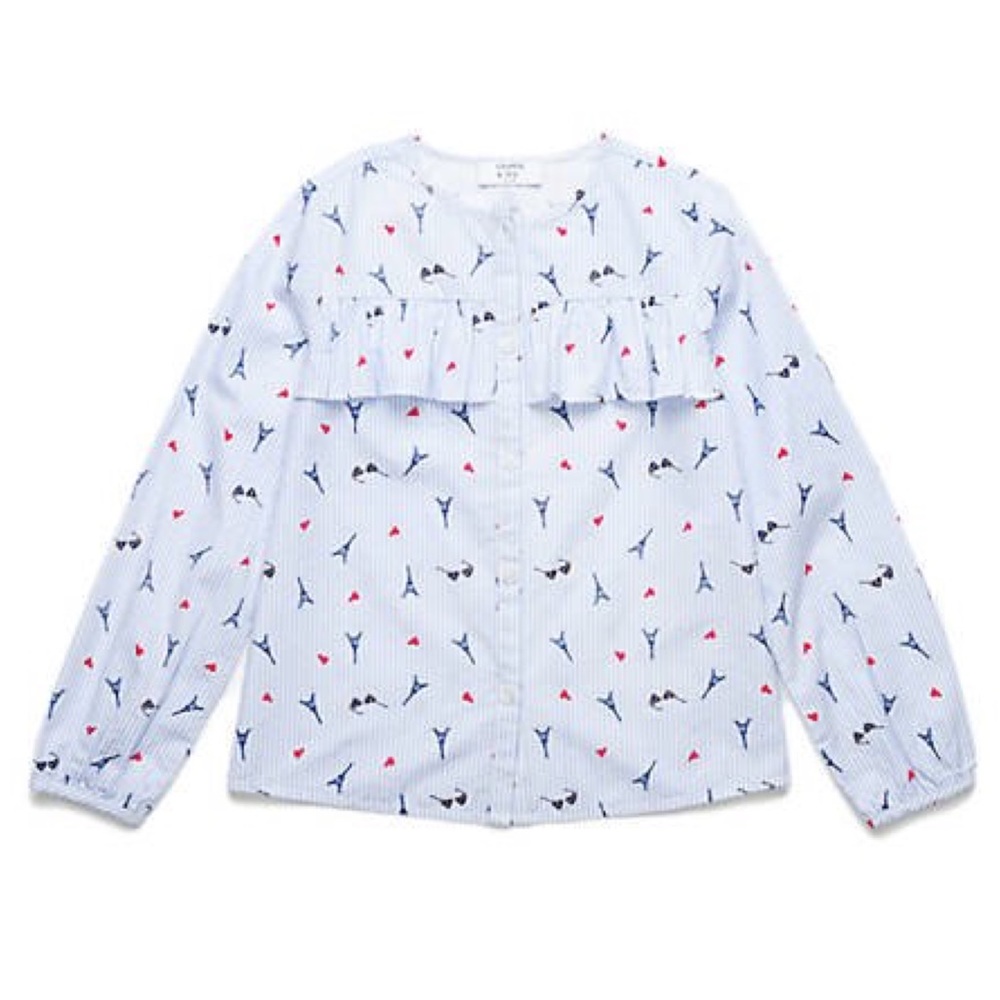 NWT! Crown & Ivy Girls Ruffle Button Up Top